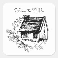 Farm to Table Black and White Cottage Sticker