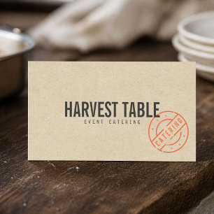 Farm to Table Catering Kraft Rustic Business Card
