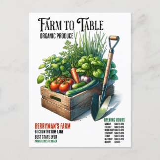 Farm to Table Organic Produce Business PostCard