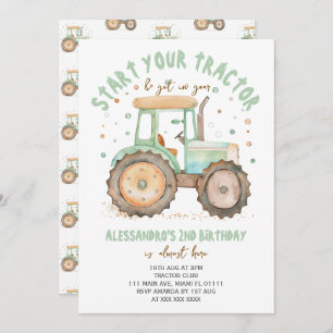 Farm Tractor 2ND Birthday Invitation