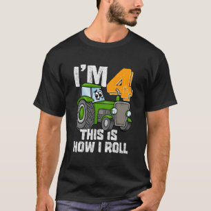 Farm Tractor 4Th Birthday Party Four 4 Year Old Fa T-Shirt