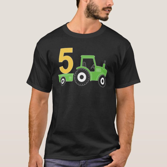 Farm Tractor 5th Birthday 5 Year Old Birthday Part T-Shirt (Front)