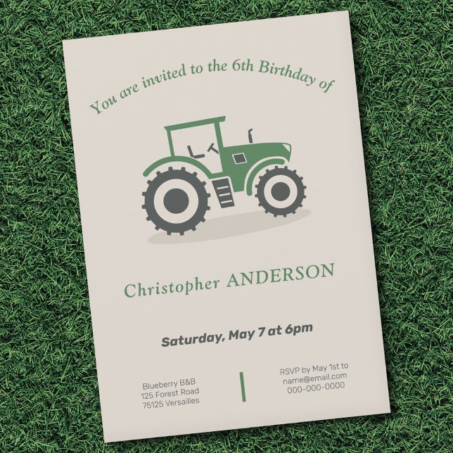 Farm Tractor Birthday Invitation (Farm Tractor Birthday Invitation)