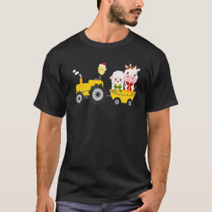 Farm Tractor Cow Sheep Chick Christmas Xmas Family T-Shirt