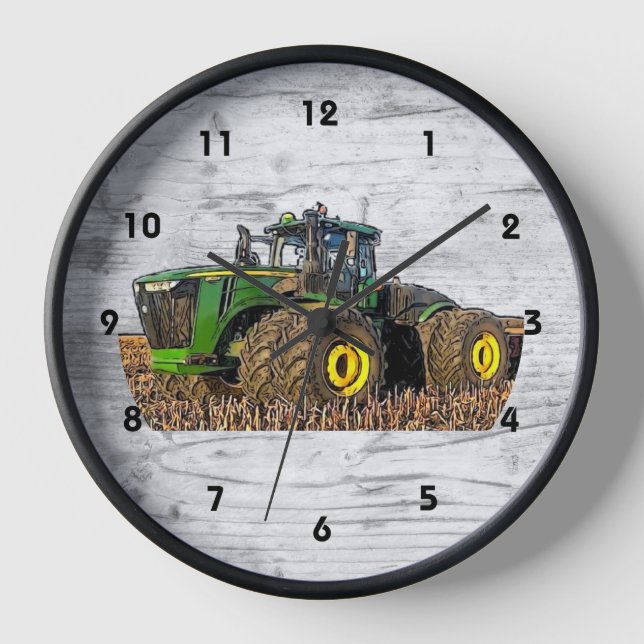 Farm Tractor Equipment Cool Farming Machinery  Clock (Front)