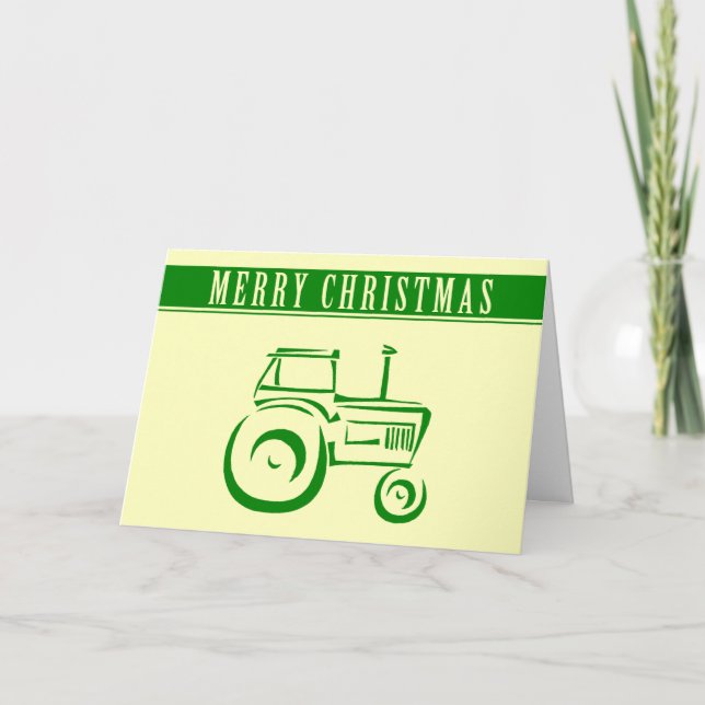 Farm Tractor Merry Christmas Holiday Card (Front)