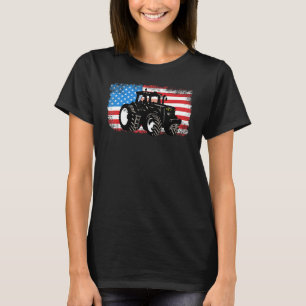 Farm Tractor Patriotic Usa Flag Farmer Men Women F T-Shirt