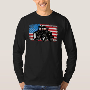 Farm Tractor Patriotic Usa Flag Farmer Men Women F T-Shirt