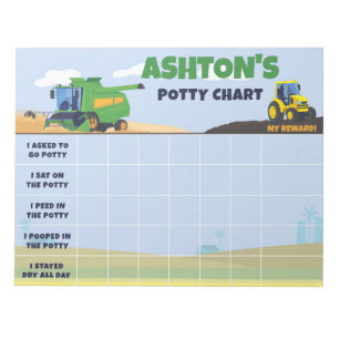 Farm Tractor Potty Chart Personalised Name & Tasks Notepad