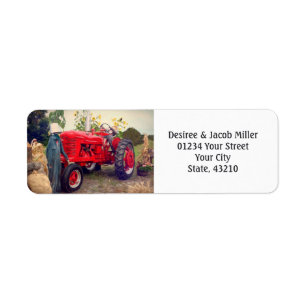 Farm Tractor Red Rustic Country We've Moved Moving Return Address Label