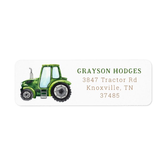 Farm Tractor Return Address Labels (Front)
