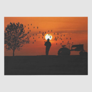 Farm Tractor Sunset Decoupage Tissue Paper