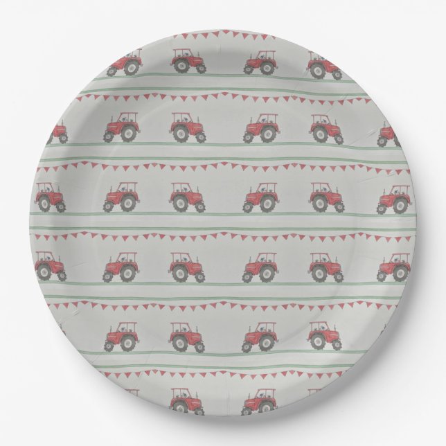 Farm Tractor Themed Paper Plate (Front)
