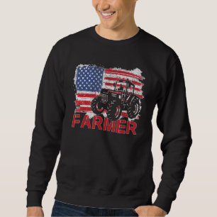 Farm Tractors America Flag Hoodie I Patriotic Farm