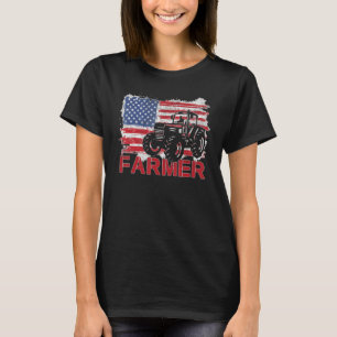 Farm Tractors America Flag Hoodie I Patriotic Farm T-Shirt