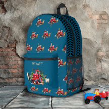 Farm Tractors Barnyard Animals Pattern Blue