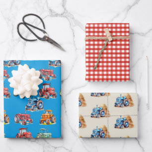 Farm Tractors Birthday Party Wrapping Paper Sheet