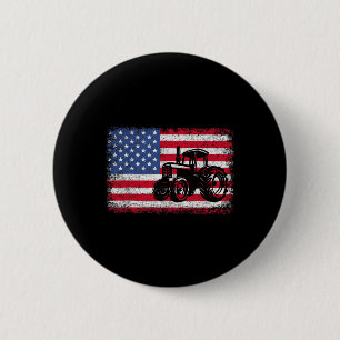 Farm Tractors Usa Flag Patriotic Farming Gift Men 6 Cm Round Badge