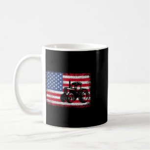 Farm Tractors Usa Flag Patriotic Farming Gift Men Coffee Mug