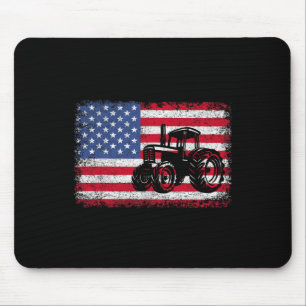 Farm Tractors Usa Flag Patriotic Farming Gift Men Mouse Pad