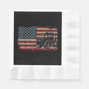 Farm Tractors USA Flag Patriotic Farming Gift Napkin