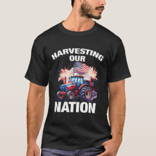 Farm Tractors Usa Flag Patriotic Farming Tractor F T-Shirt