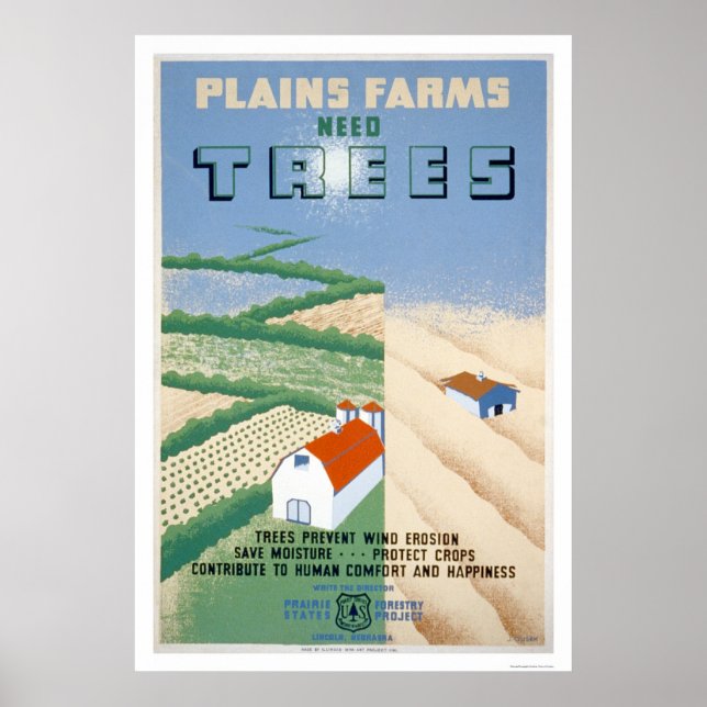 Farm Tree Conservation 1940 WPA Poster (Front)