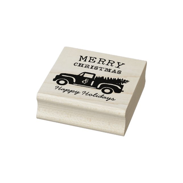 Farm Truck Christmas Wood Rubber Stamp (Stamp)