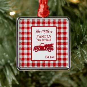 Farm Truck Custom Name Christmas Keepsake Metal Ornament