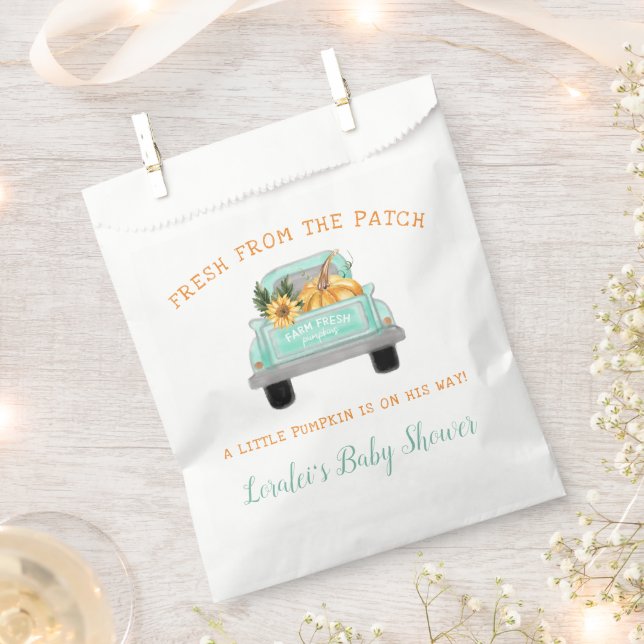 Farm Truck With Pumpkin Fall Baby Shower Favour Bag (Clipped)