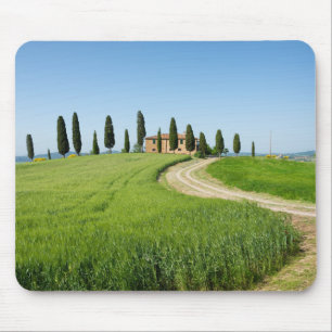 Farm villa with cypress trees in Tuscany Mouse Pad