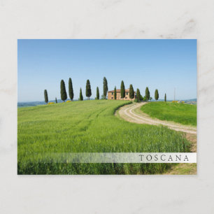 Farm villa with cypress trees in Tuscany Postcard