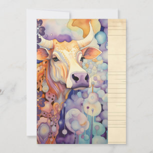 Farm wedding cow purple invitation