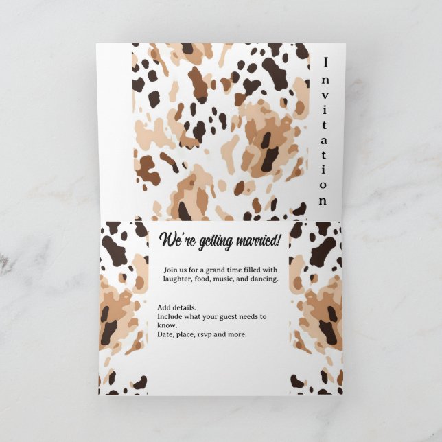 Farm wedding Cowhide Print 3 Invitation (Inside)