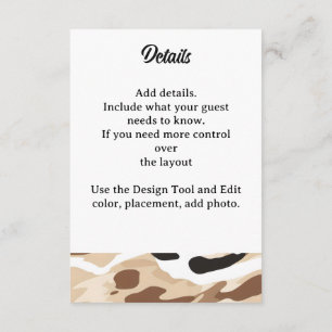 Farm Wedding Cowhide Print Enclosure Card