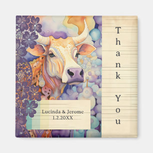 Farm Wedding ox Cow Thank you Magnet