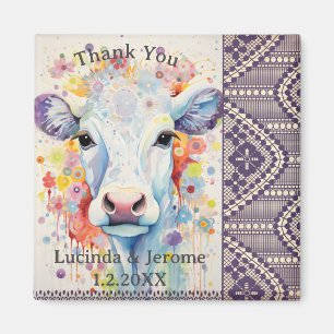 Farm Wedding White Cow Thank you Magnet