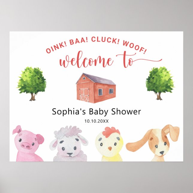 Farm - welcome baby shower poster (Front)