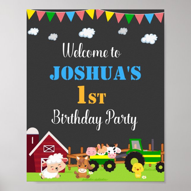 Farm welcome party sign Barnyard welcome poster (Front)