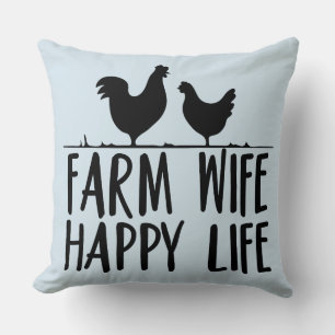 Farm Wife Happy Life Design Cushion