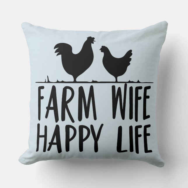 Farm Wife Happy Life Design Cushion (Front)