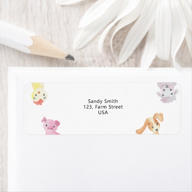 Farm with animals - Return Address Label (Insitu)