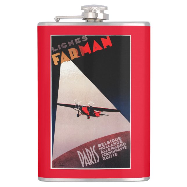 Farman Airlines Farman 300 Monoplane Promo Poste Hip Flask (Front)