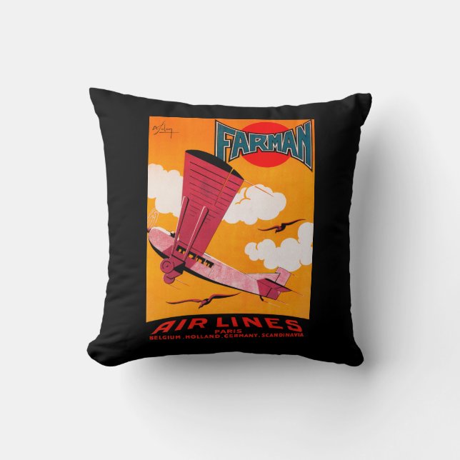 Farman Brothers Airlines F-170 Monoplane Poster Cushion (Front)