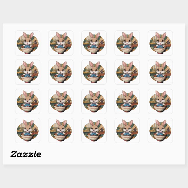 Farmcore Ramen Bunny Square Sticker (Sheet)
