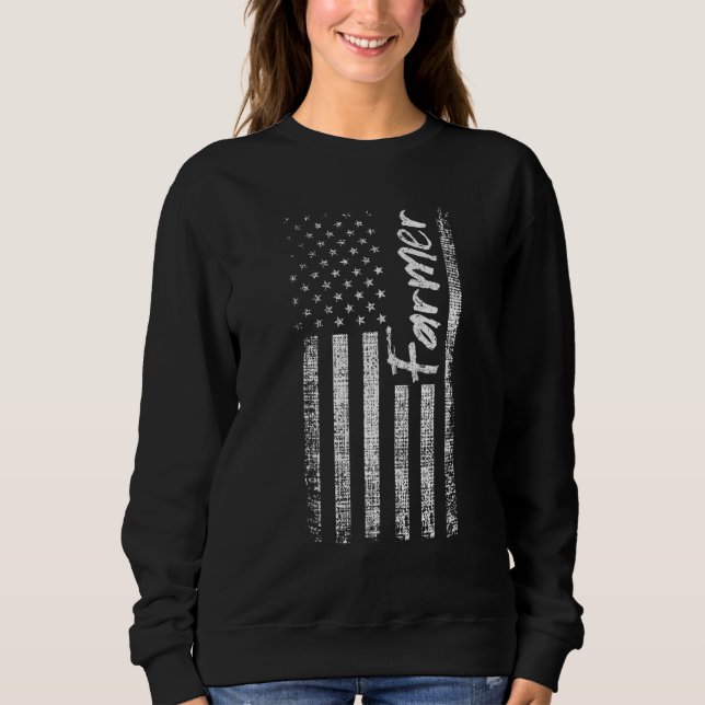 Farmer American Usa Flag Rancher Farming 1 Sweatshirt (Front)