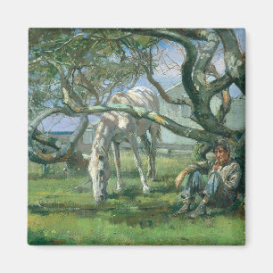 Farmer and Horse in Nantucket (Rural Landscape) Magnet