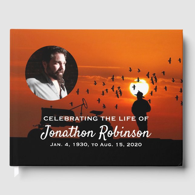 Farmer and Tractor Memorial Guest Book (Front)