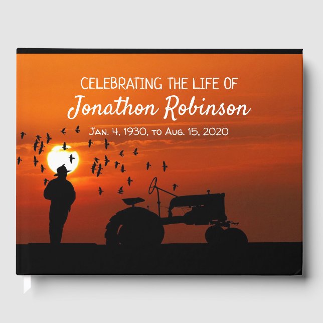Farmer and Tractor Memorial Guest Book (Front)
