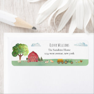 Farmer Barnyard Tractor Baby Shower Return Address Label